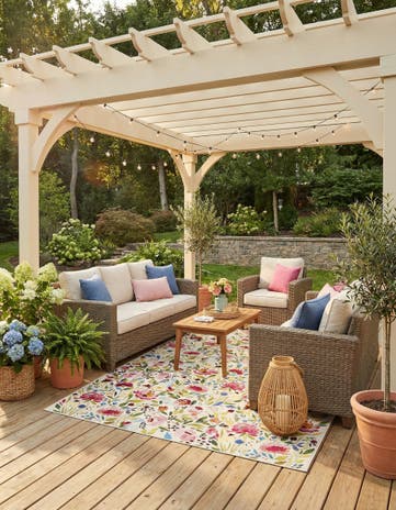 7' 10 x 11' Easy-Clean Botanical Indoor / Outdoor Rug