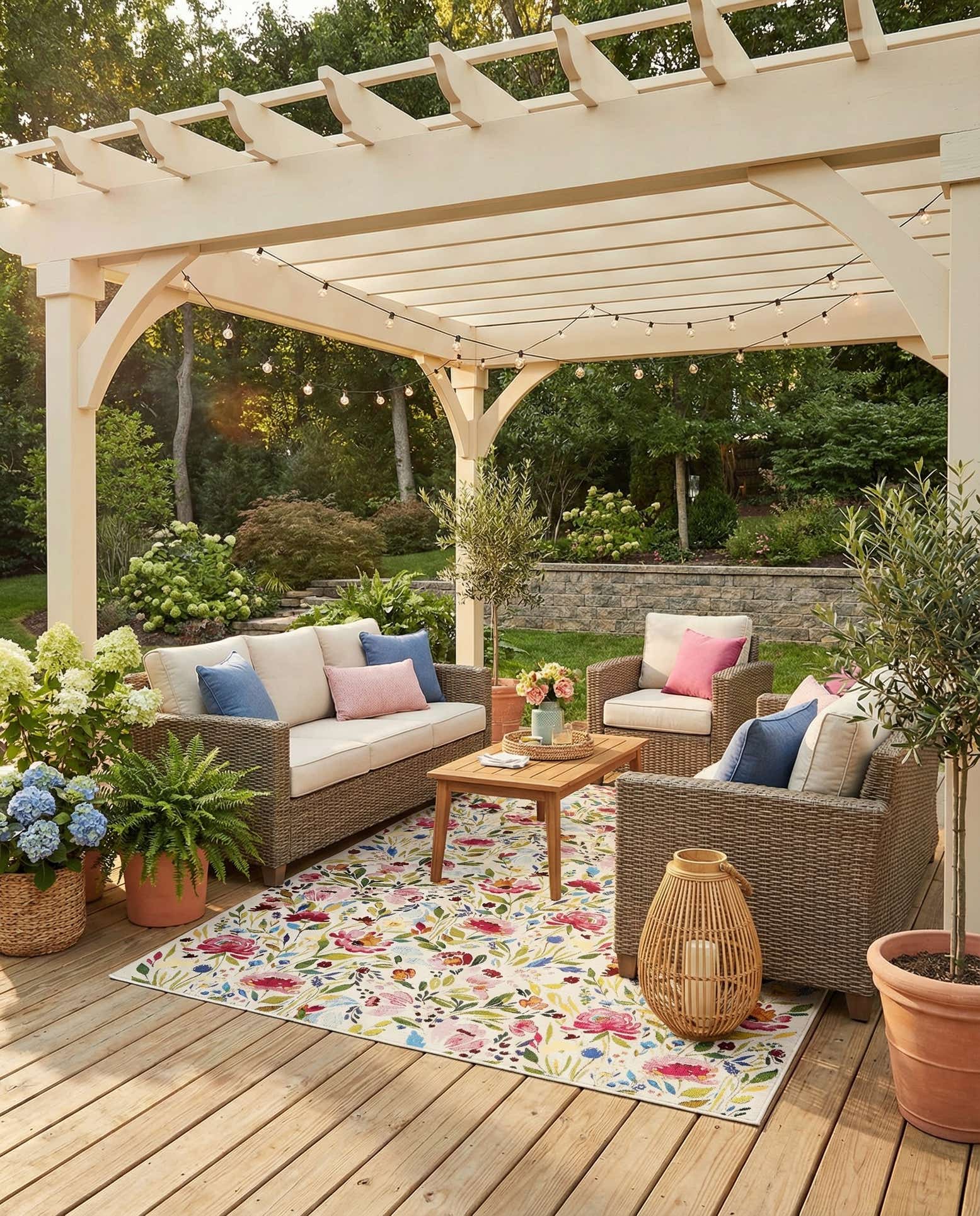 7' 10 x 11' Easy-Clean Botanical Indoor / Outdoor Rug