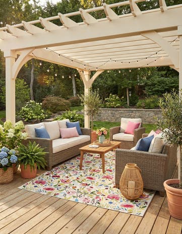 7' 10 x 11' Easy-Clean Botanical Indoor / Outdoor Rug