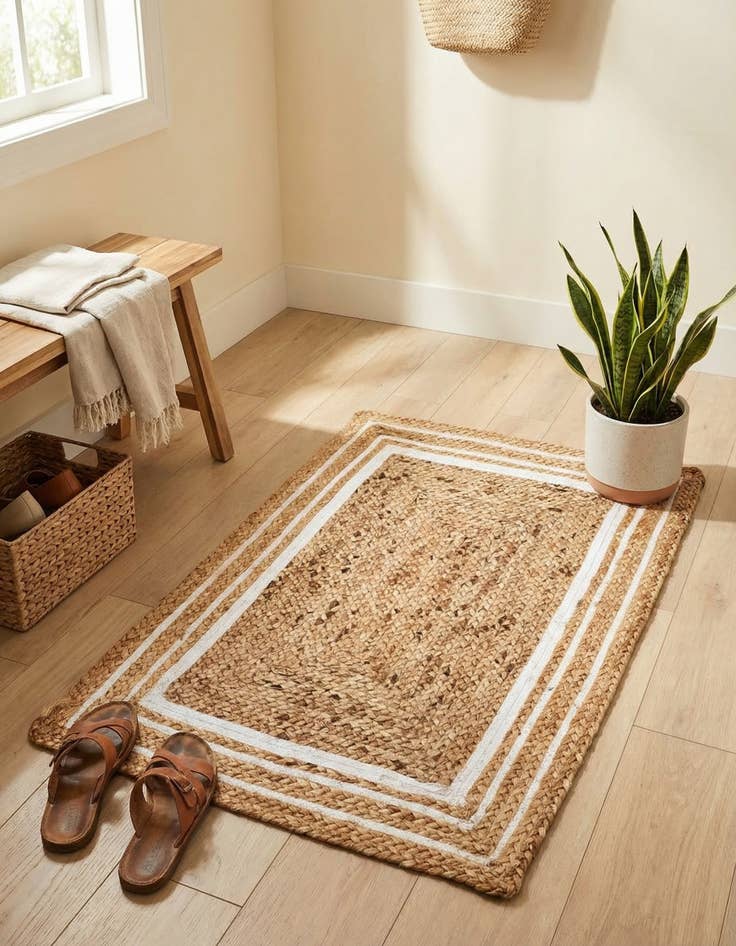 Detail image of  2' x 3' 1  Hand Braided Jute Rug