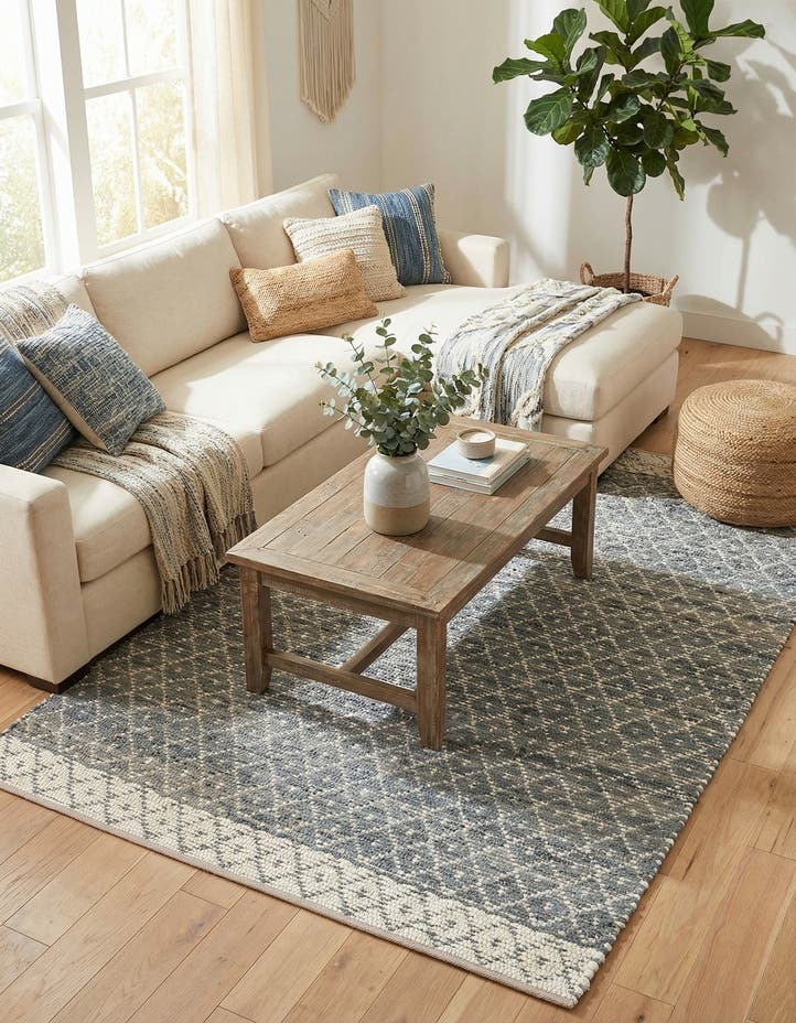 6' 1 x 9' Hand Woven Chindi Trellis Rug
