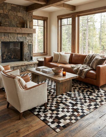 5' 1 x 8' Cowhide Leather Rug