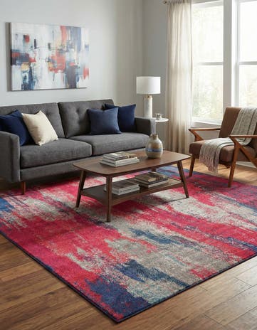 Red Washable Sevilla Square Rug