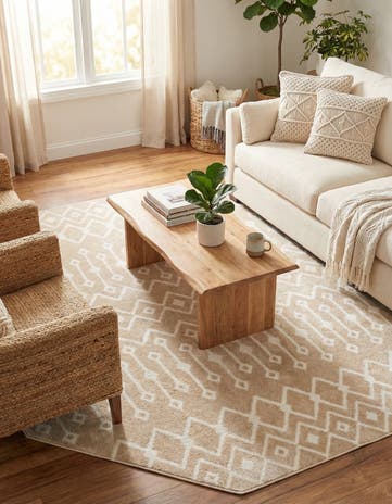 Sand Bohemian Trellis Octagon Rug