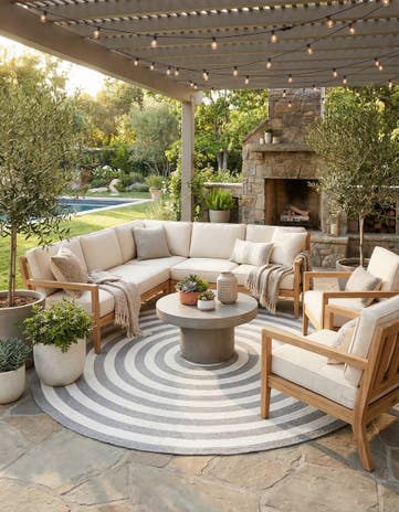 7' 10 x 7' 10 Easy-Clean Eco Verse Washable Indoor / Outdoor Round Rug