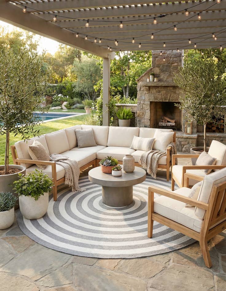 Detail image of  7' 10 x 7' 10  Hand Woven Eco Verse   Washable Indoor / Outdoor Round Rug