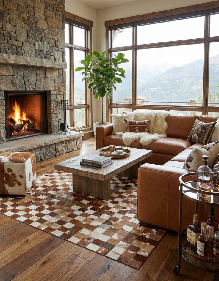 Detail image of 5' x 7' 11 Cowhide Stocks Rug