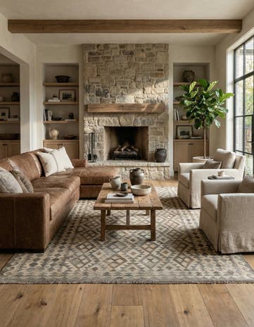 6' 11 x 9' 10 Hand Woven Kilim Maymana Wool Rug