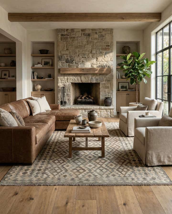6' 11 x 9' 10 Hand Woven Kilim Maymana Wool Rug