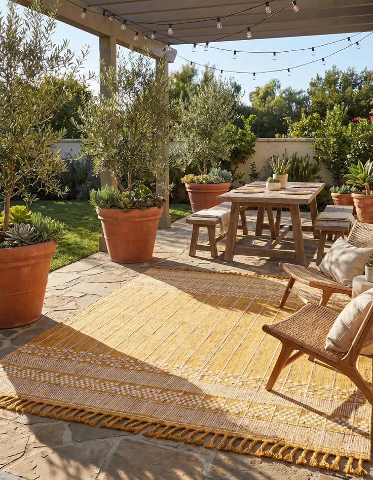 Detail image of 9' x 12' Easy-Clean Eco Bohemian Indoor / Outdoor Rug