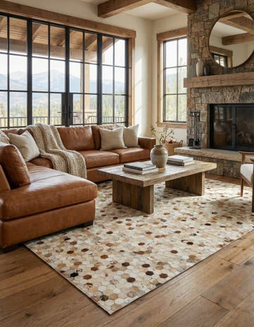 5' x 8' 1 Cowhide Leather Rug