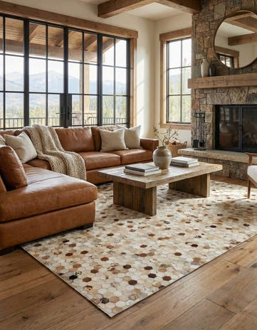 5' x 8' 1 Cowhide Leather Rug