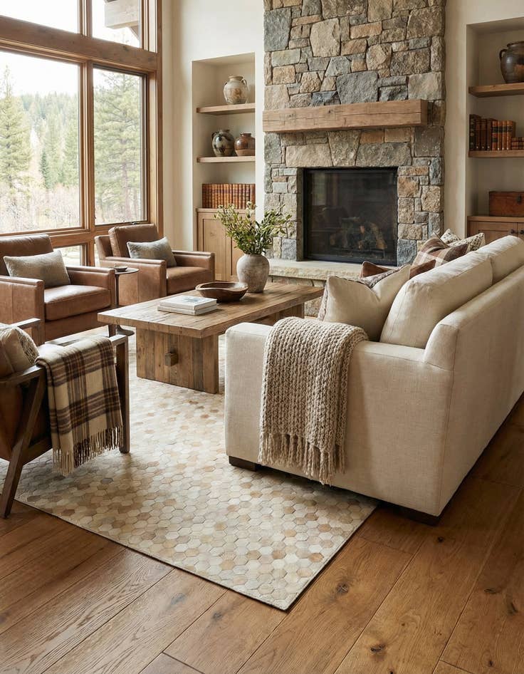 Detail image of  6' 8 x 9' 10 Cowhide Stocks Rug