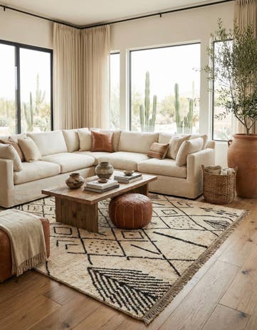 6' 10 x 9' 3 Hand Knotted Moroccan Wool Rug