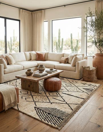 6' 10 x 9' 3 Hand Knotted Moroccan Wool Rug