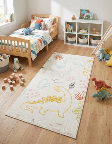 2' 2 x 3' 11 Dinosaur Whimsy Kids Runner Rug