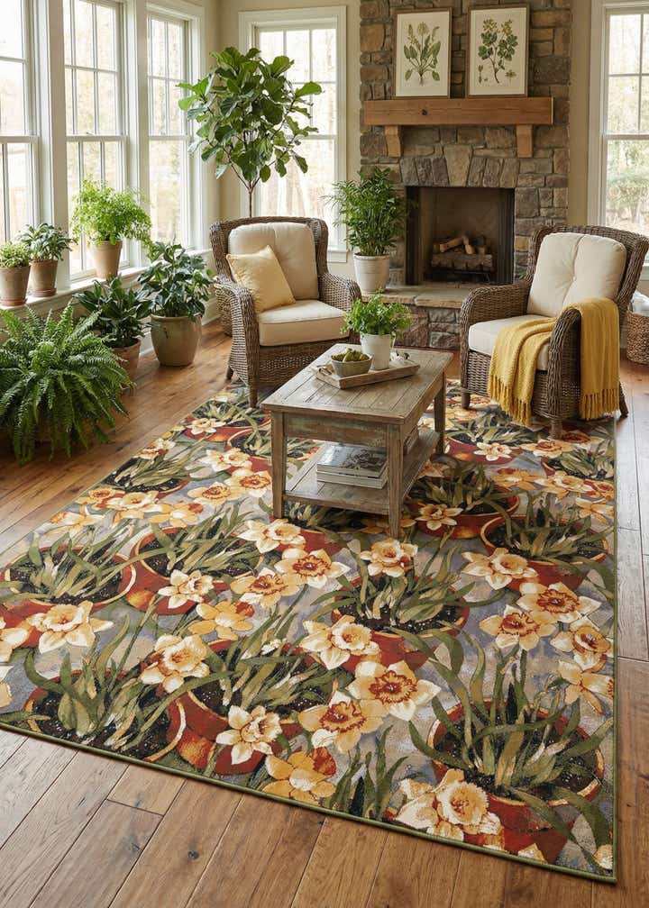 10' x 14' 2 Easy-Clean Botanical Indoor / Outdoor Rug