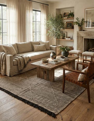 7' x 9' 7 Hand Knotted Moroccan Wool Rug