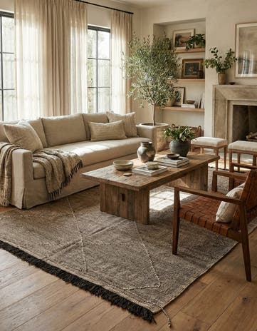 7' x 9' 7 Hand Knotted Moroccan Wool Rug