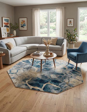 Navy Blue Gossamer Octagon Rug