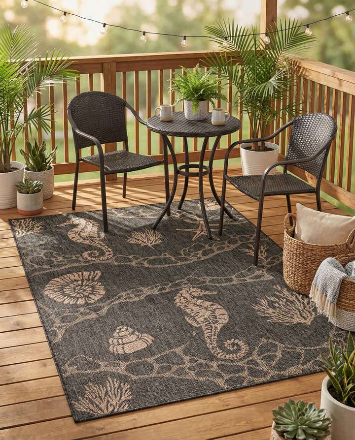 4' x 6' Easy-Clean Coastal Indoor / Outdoor Rug