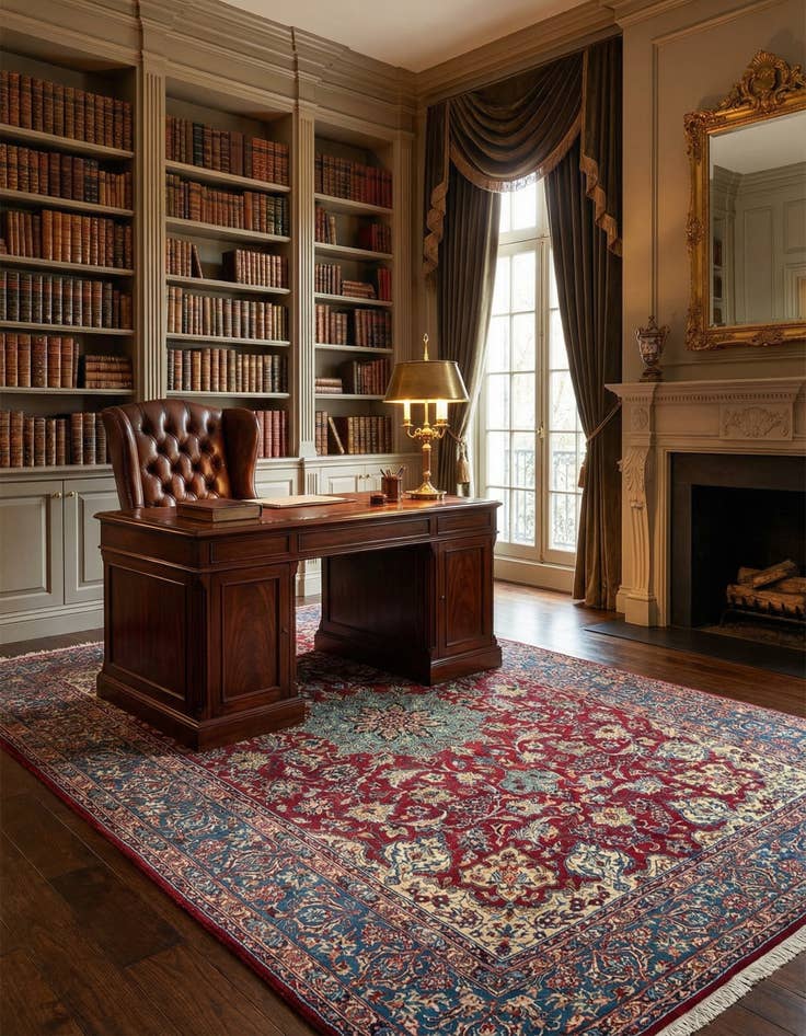 Detail image of  6' 7 x 9' 7 Kashan Wool Rug