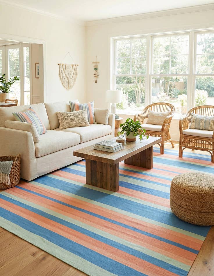 Detail image of 10' x 14' 1  Hand Woven Flatweave Cotton Dhurrie Rug