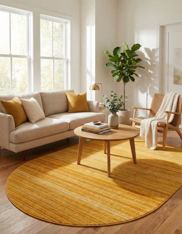 Yellow Gemstone Oval Rug