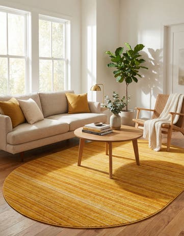 Yellow Gemstone Oval Rug