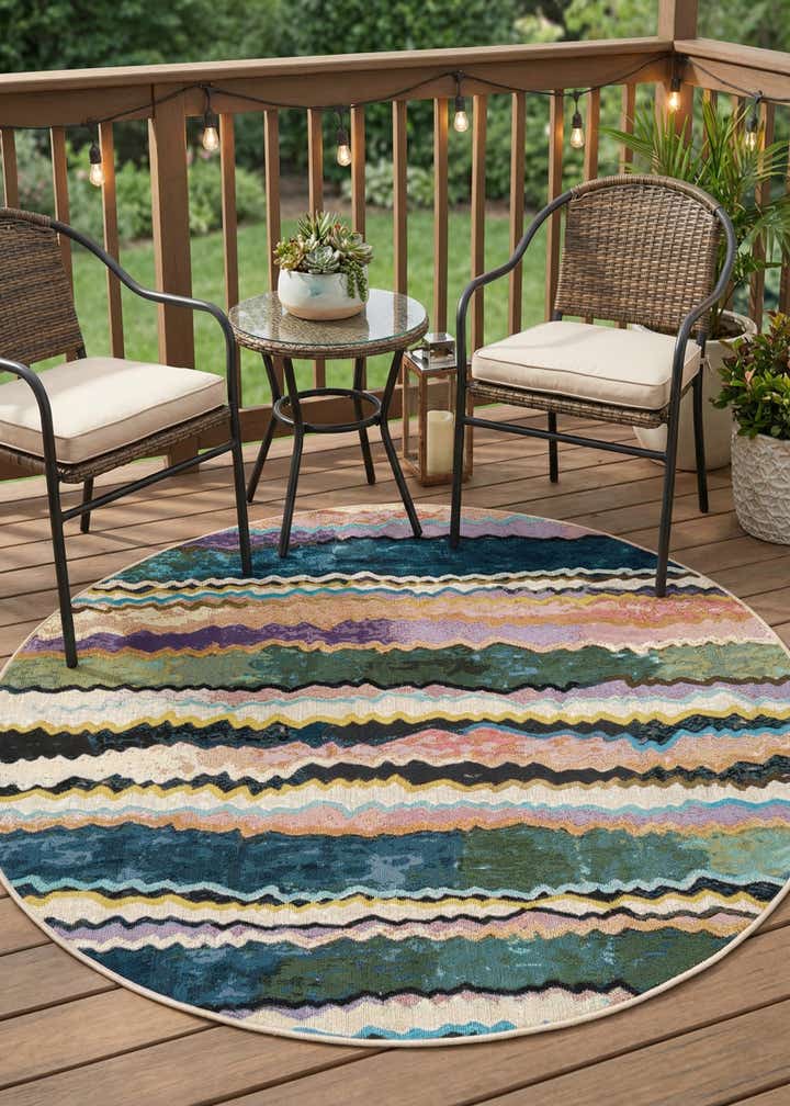 5' x 5' Easy-Clean Modern Indoor / Outdoor Round Rug
