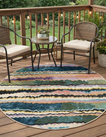 5' x 5' Easy-Clean Modern Indoor / Outdoor Round Rug