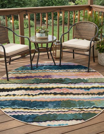 5' x 5' Easy-Clean Modern Indoor / Outdoor Round Rug