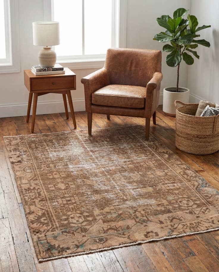 Detail image of 3' 6 x 4' 10 Hand Knotted Ultra Vintage Persian Wool Rug