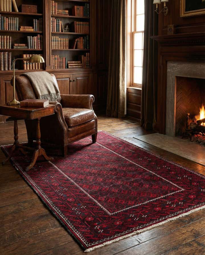 3' 5 x 6' 6 Hand Knotted Afghan Akhche Wool Rug