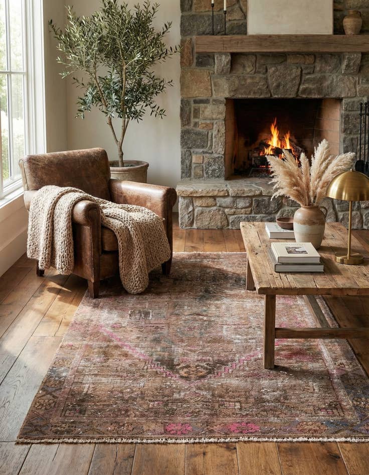 Detail image of  4' x 6' 4  Hand Knotted Ultra Vintage Persian Wool Rug