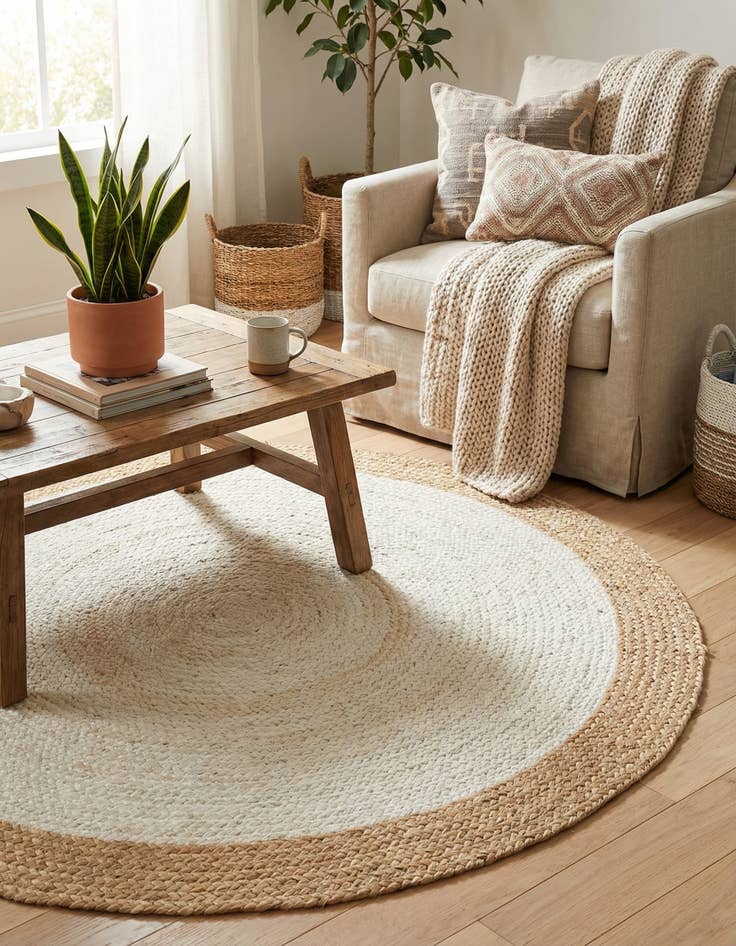 Detail image of  3' 3 x 3' 3  Hand Braided Jute Round Rug