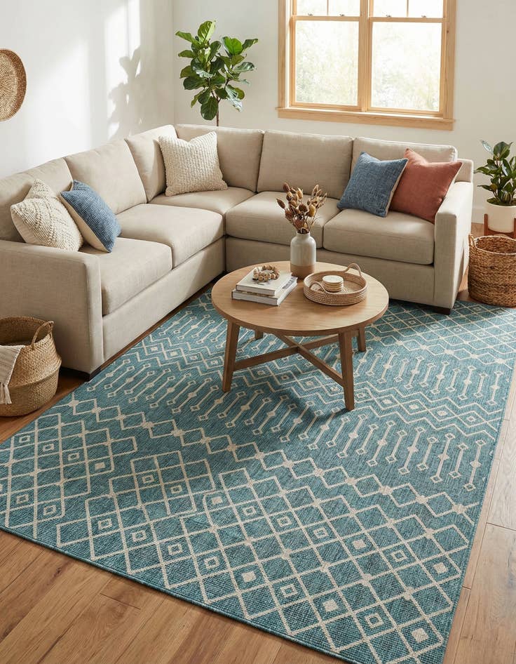 Detail image of 10' x 13'  Washable Trellis Indoor / Outdoor Rug