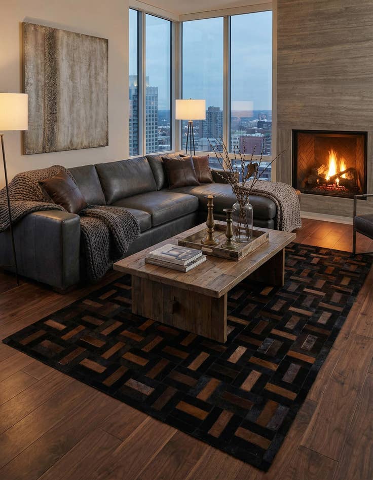 Detail image of  5' 3 x 8' 2 Cowhide - Patchwork Rug