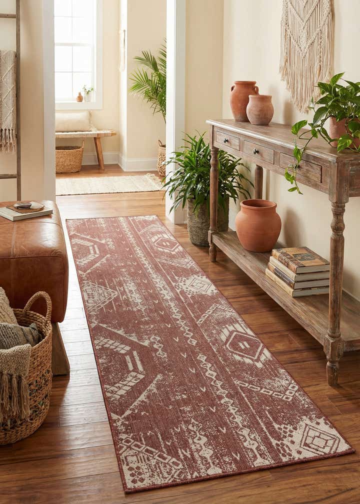 3' 3 x 14' Easy-Clean Bohemian Indoor / Outdoor Runner Rug