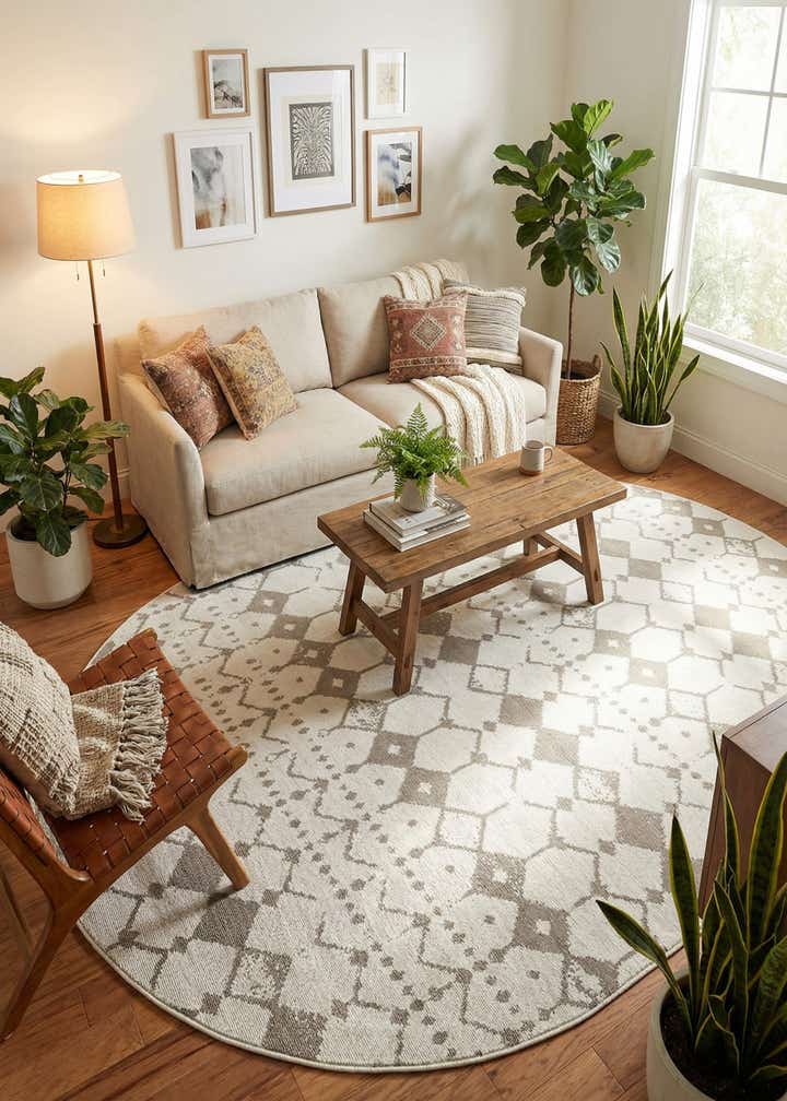 5' 3 x 8' Easy-Clean Lattice Indoor / Outdoor Oval Rug