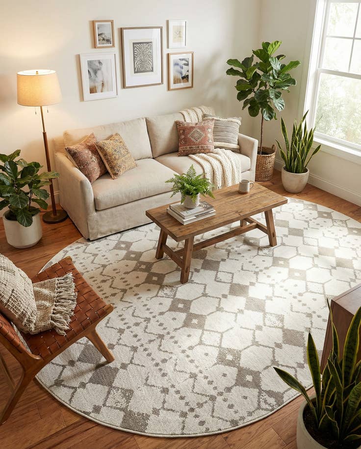 Detail image of 5' 3 x 8' Easy-Clean Lattice Indoor / Outdoor Oval Rug