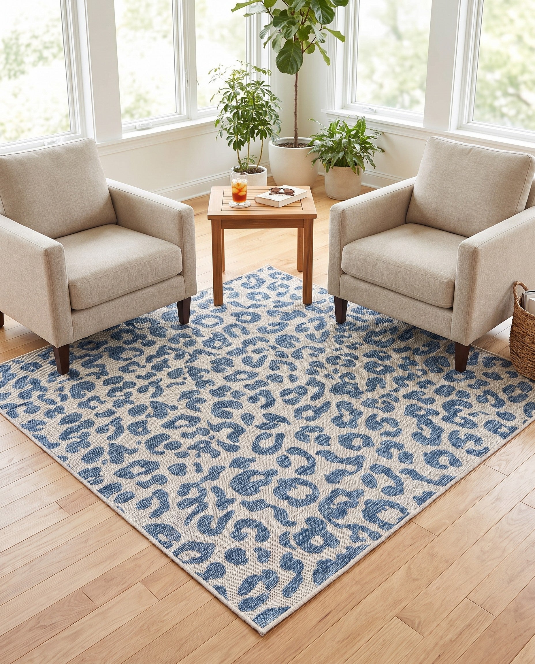 6' x 6' Easy-Clean Safari Indoor / Outdoor Square Rug