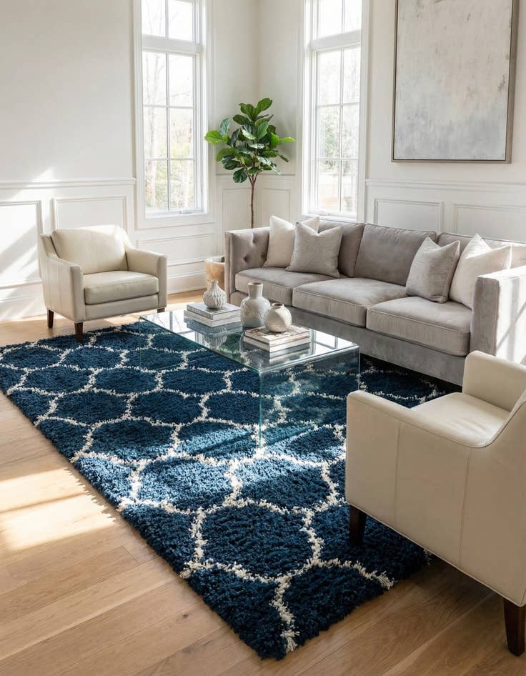 Detail image of  10' x 10' Lattice Shag Square Rug