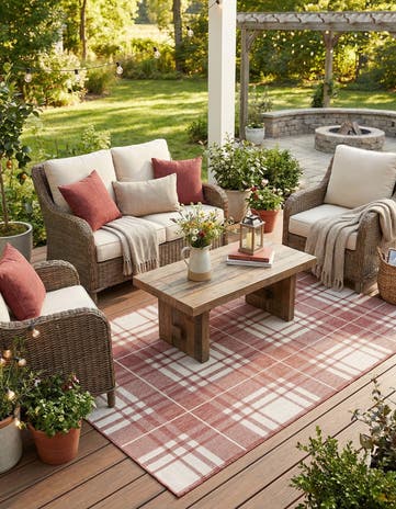 6' x 9' Easy-Clean Checkered Indoor / Outdoor Rug