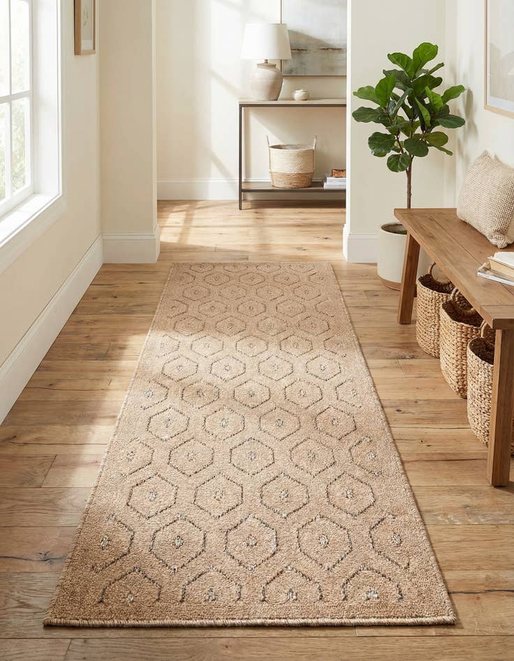 Detail image of 2' x 6'  Washable Trellis Textured Indoor / Outdoor Runner Rug