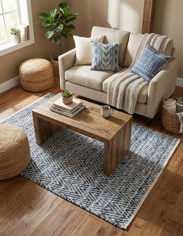 4' 1 x 6' 1 Hand Woven Chindi Chevron Rug