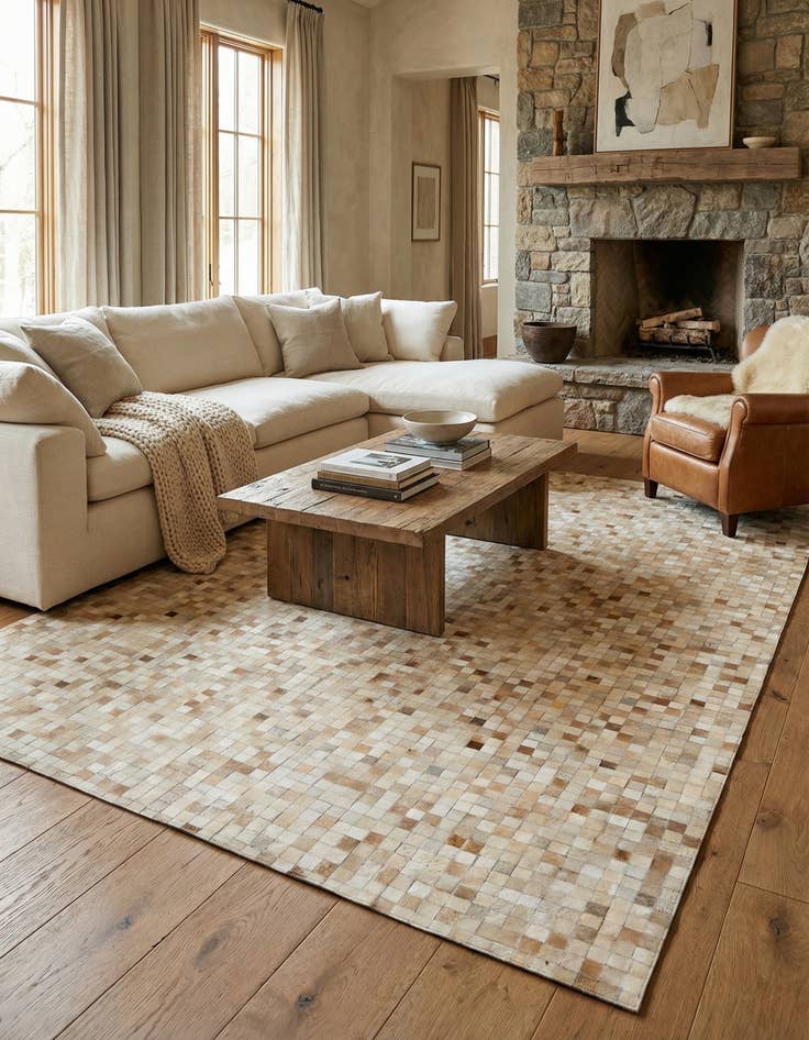 Detail image of  8' 1 x 9' 11 Cowhide - Patchwork Rug