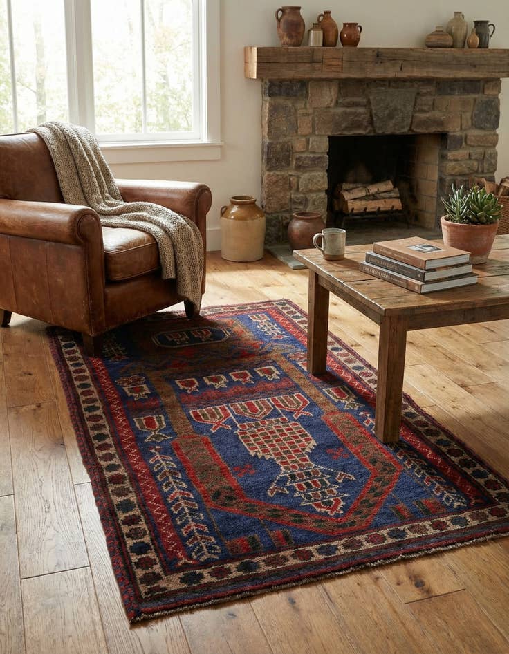 Detail image of 2' 10 x 4' 8  Hand Knotted Balouch Persian Wool Rug