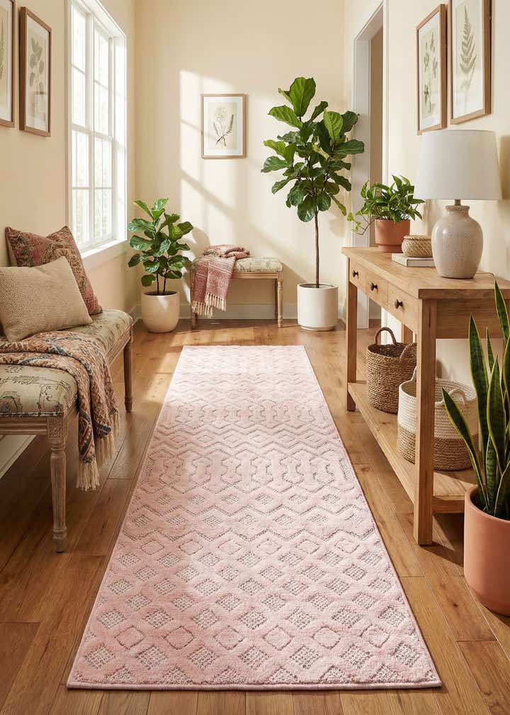 2' x 8' Easy-Clean Trellis Textured Indoor / Outdoor Runner Rug
