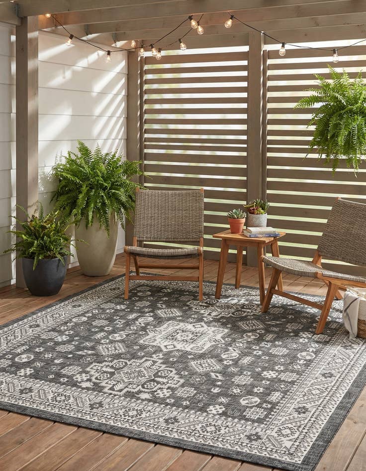 Detail image of 10' x 10' Easy-Clean Aztec Indoor / Outdoor Square Rug